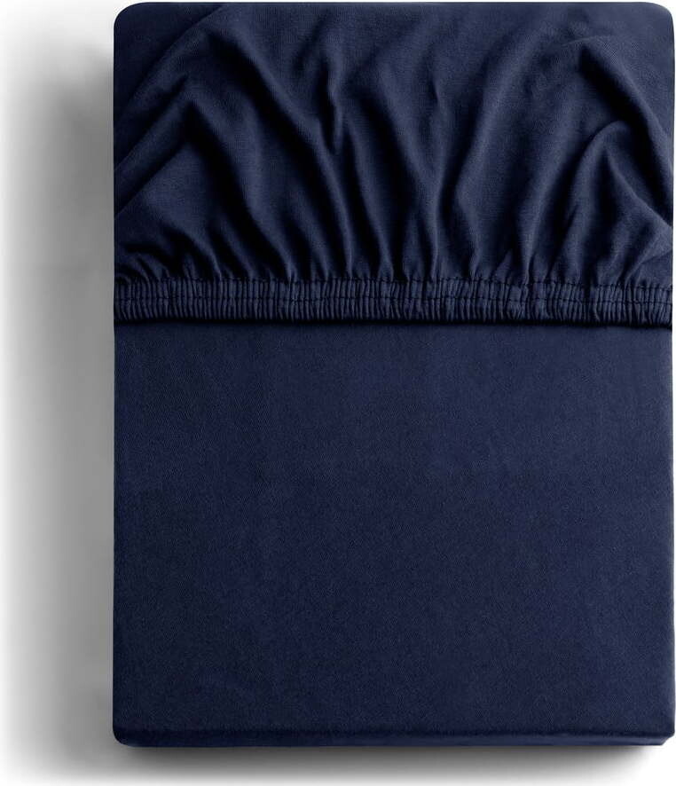 Tmavě modré napínací prostěradlo jersey 220x200 cm Amber – Restilo