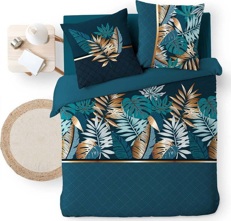 Modré bavlněné povlečení na dvoulůžko/prodloužené 240x220 cm Alianor – douceur d'intérieur