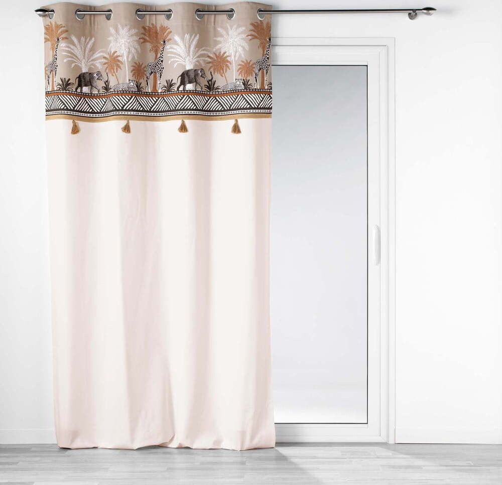 Hnědý/v přírodní barvě bavlněný závěs 140x240 cm Kenya Lodge – douceur d'intérieur