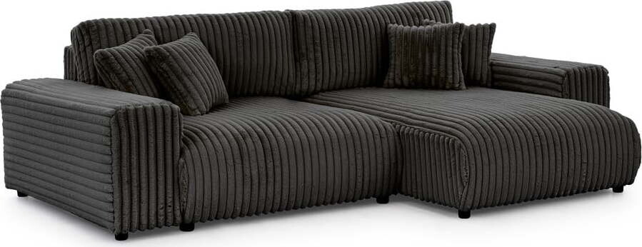 Tmavě šedá manšestrová rozkládací/s úložným prostorem rohová pohovka (pravý roh) Justin – Ropez
