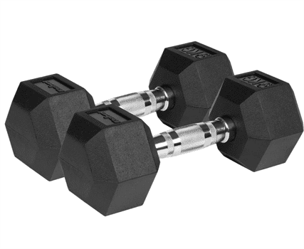 Pogumované litinové činky HEX 2x9 kg REBEL ACTIVE RBA-2325-09