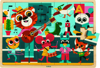 DJECO Dřevěné puzzle Veselá kapela - 35 pcs