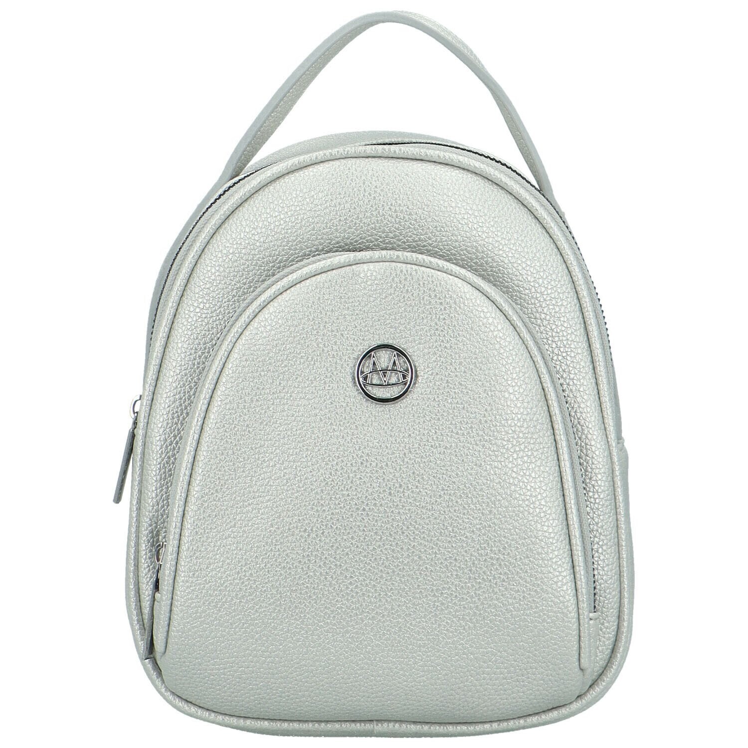 Módní dámský koženkový kabelko-batoh Matias, stříbrný