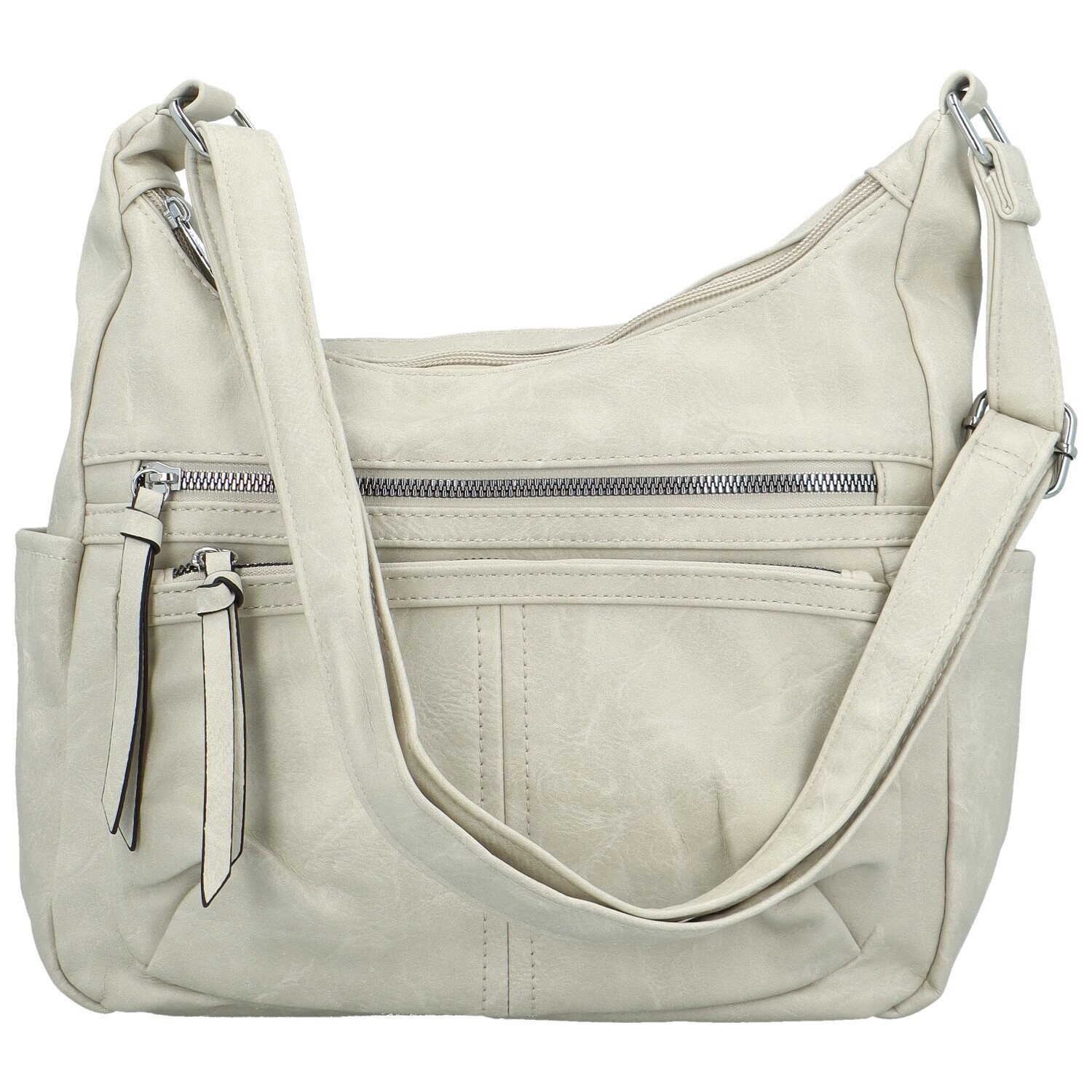 Stylová dámská koženková crossbody kabelka Palmira, krémová