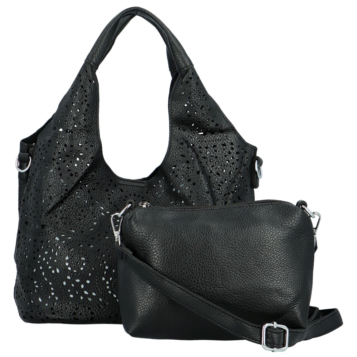 Stylový dámský koženkový set kabelek Ambrózia, černý