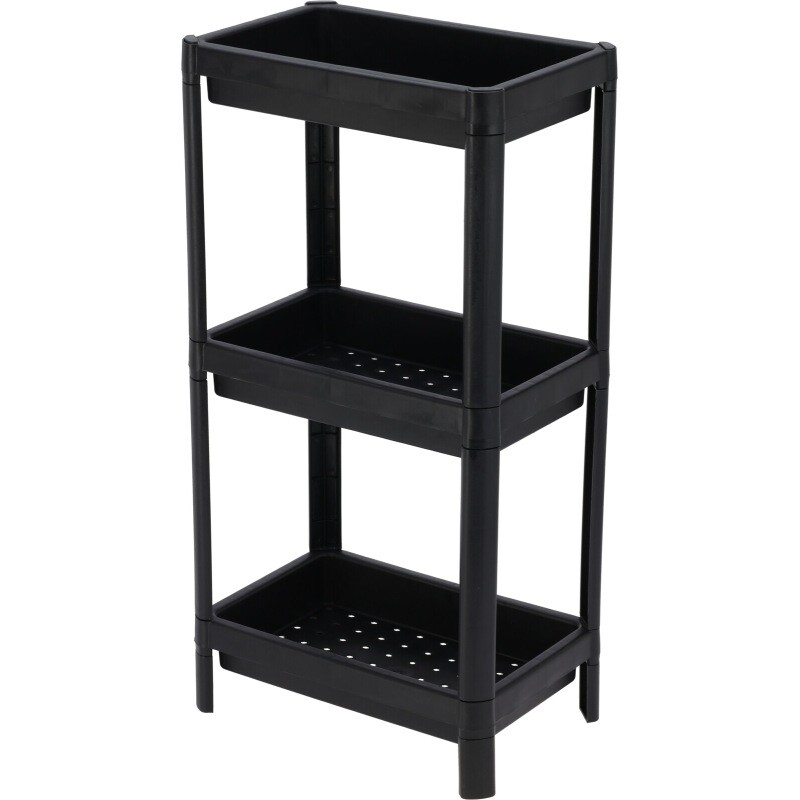 HOMESTYLING Plastový regál 3patrový 71 cm černá KO-009000020