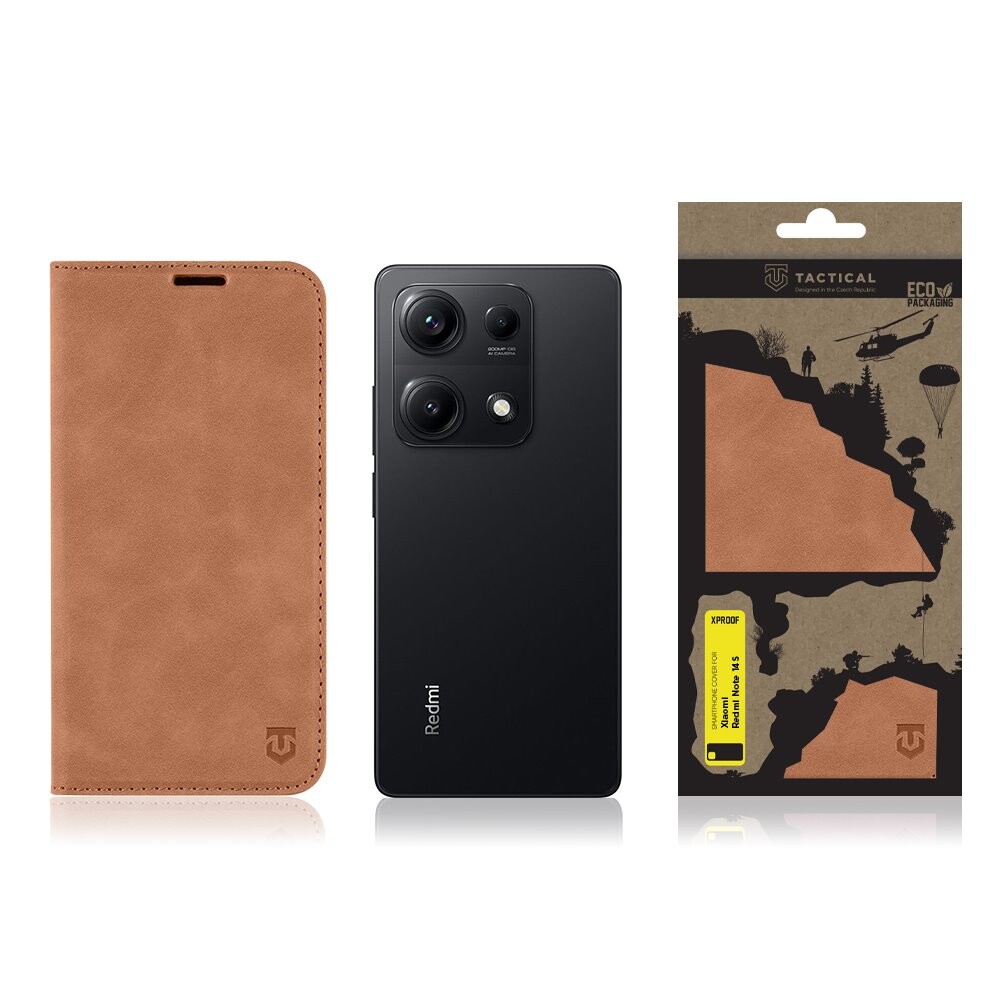 Flipové pouzdro Tactical Xproof pro Xiaomi Redmi Note 14S, hnědá