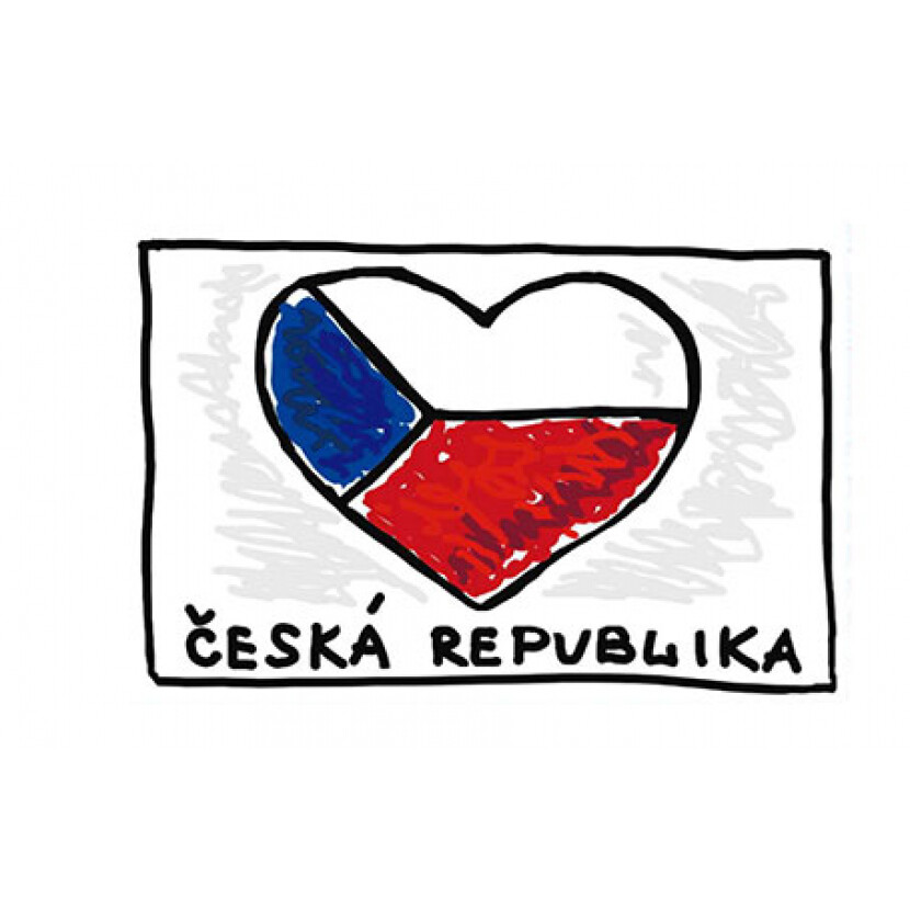 Samolepka Česká republika se srdcem 6 x 9 cm - barevná
