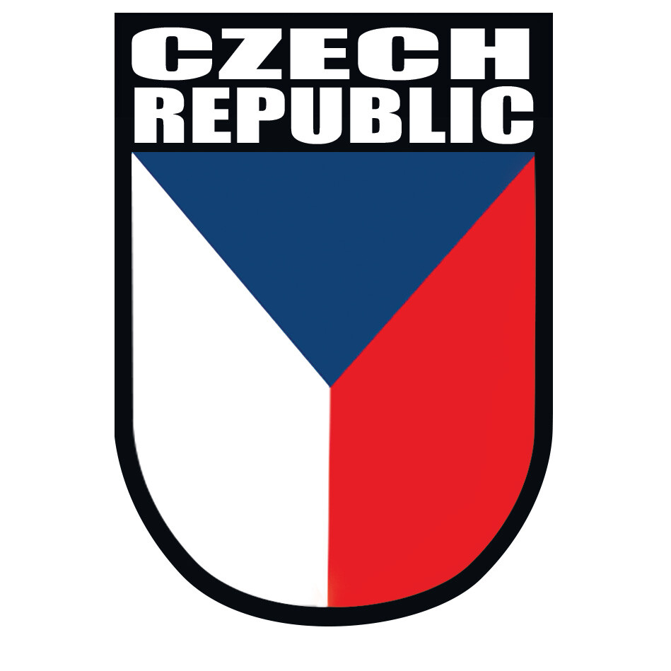 Samolepka Czech Republic s vlajkou 6 x 8,5 cm - barevná