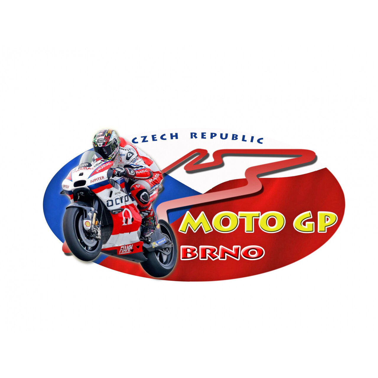 Samolepka Czech Republic Moto GP Brno 4,8 x 9 cm - barevná