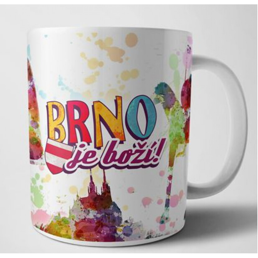 Hrnek Brno je boží - bílý-barevný