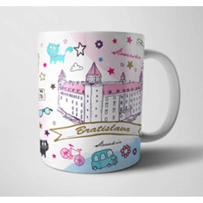 Hrnek Bratislava s hradem - bílý-barevný