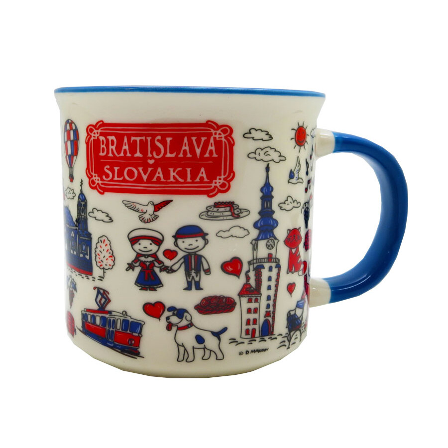 Hrnek Bratislava Slovakia - bílý-modrý