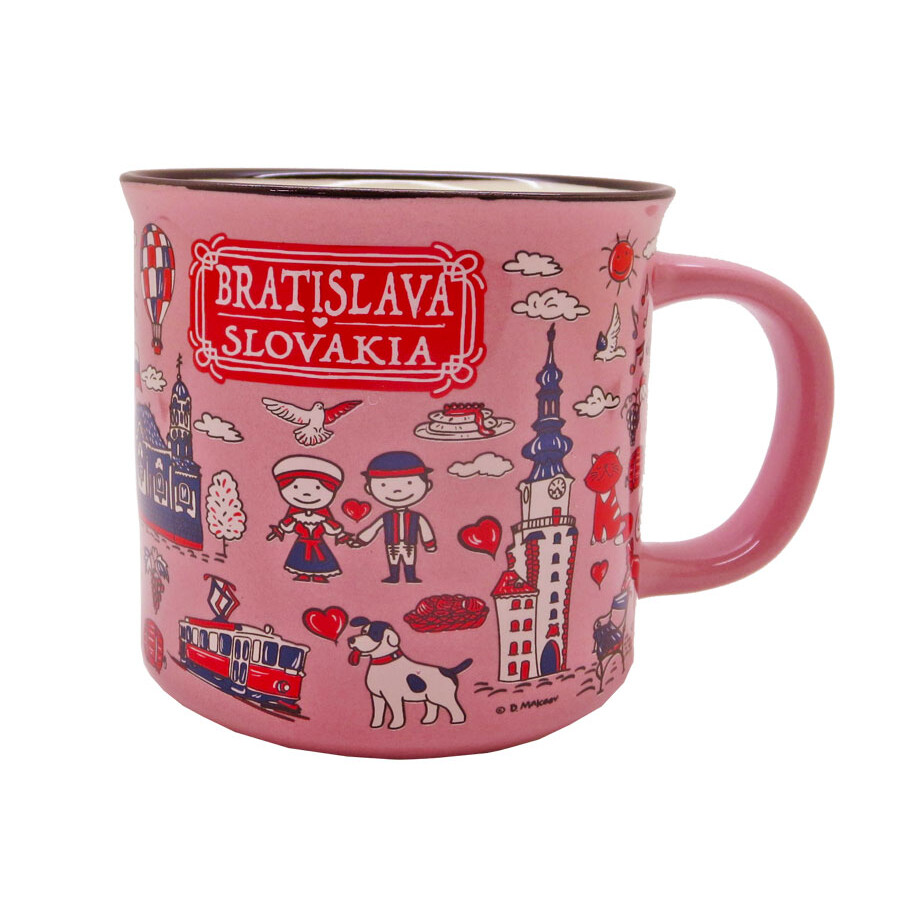 Hrnek Bratislava Slovakia - růžový-červený