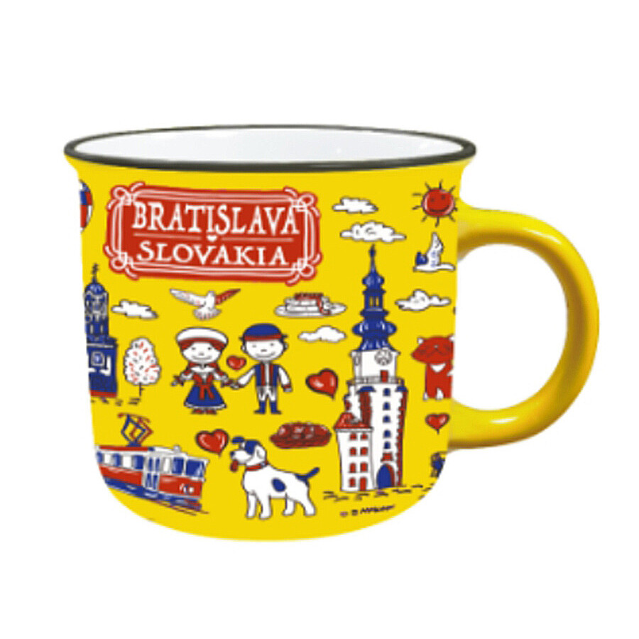 Hrnek Bratislava Slovakia - žlutý-červený