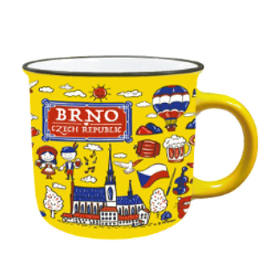 Hrnek Brno Czech Republic - žlutý-červený
