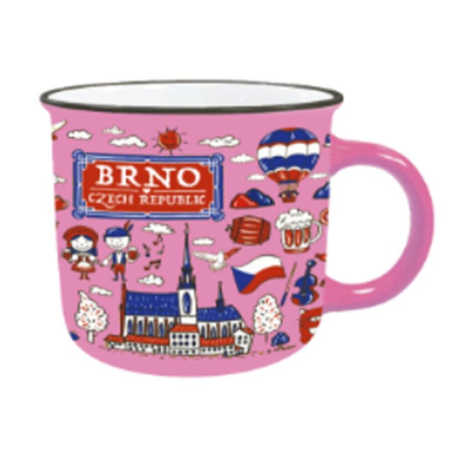 Hrnek Brno Czech Republic - růžový-červený