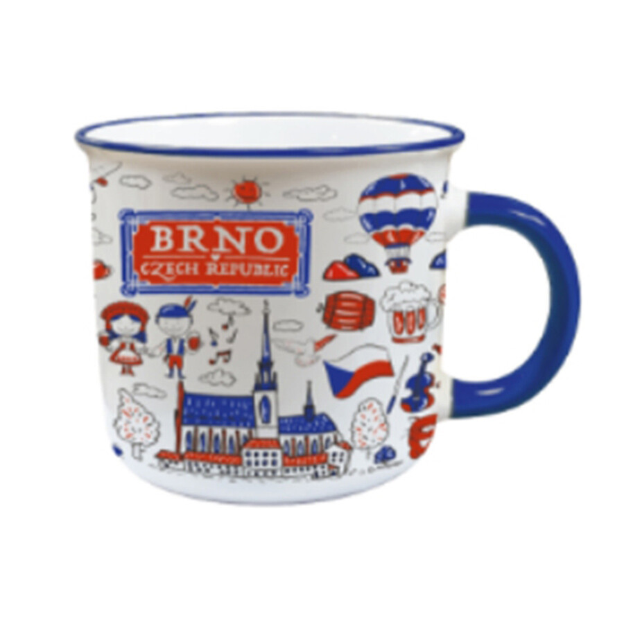 Hrnek Brno Czech Republic - bílý-modrý