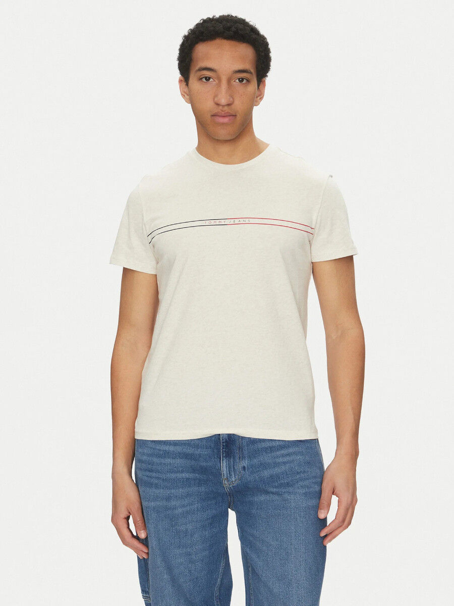 Tommy Jeans pánské krémové tričko - S (AE3)