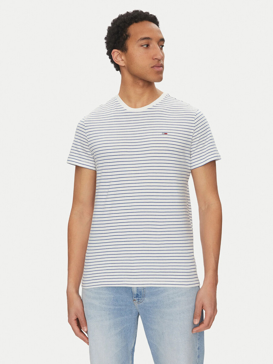 Tommy Jeans pánské pruhované tričko - L (0BB)