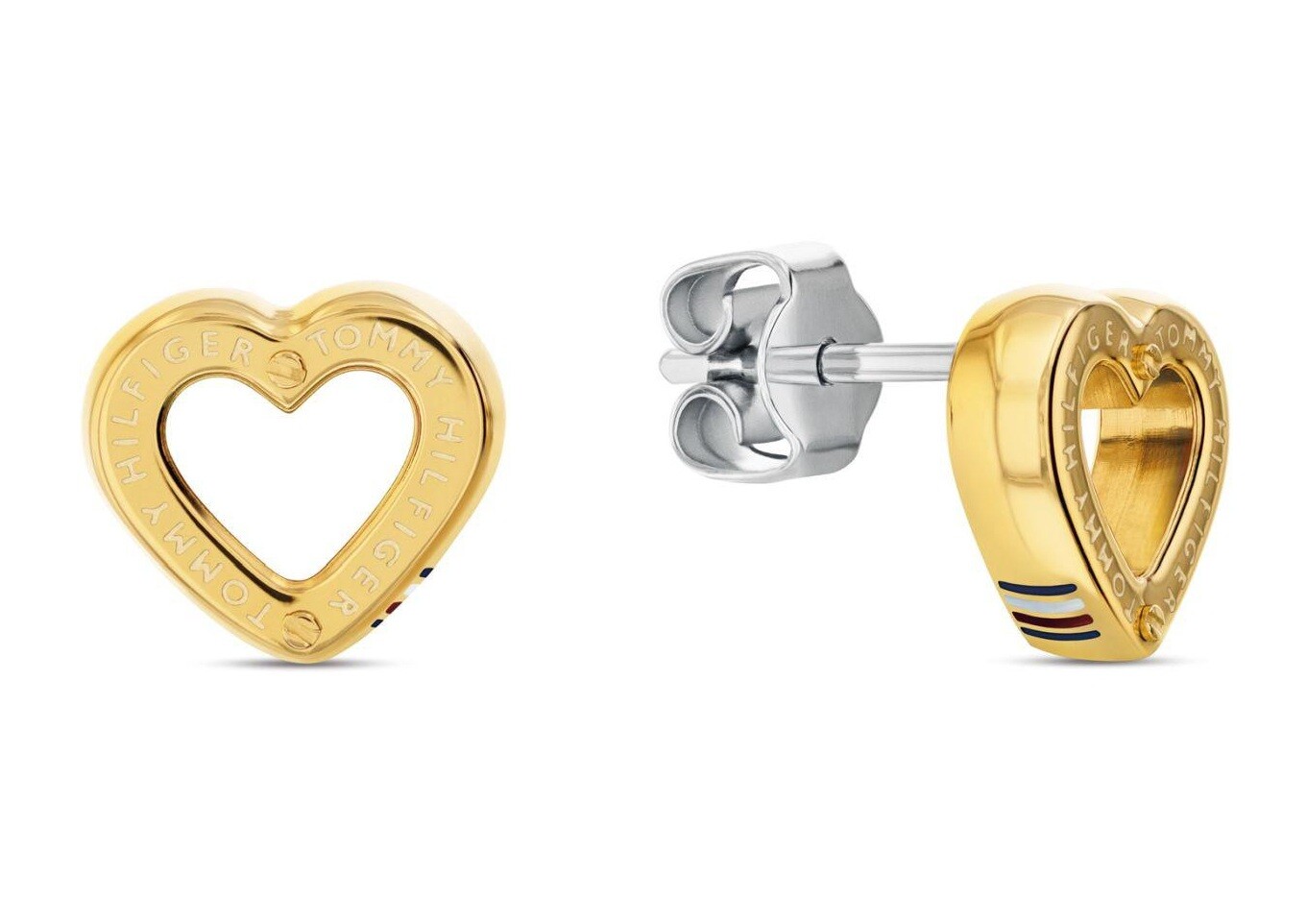 Tommy Hilfiger Pozlacené srdíčkové náušnice Toggle Heart 2780972