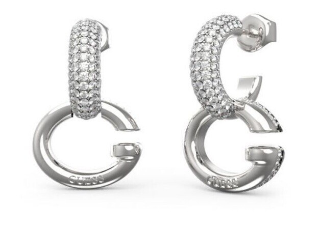 Guess Fashion kruhové náušnice s krystaly Oh My G JUBE04521JWRHT/U