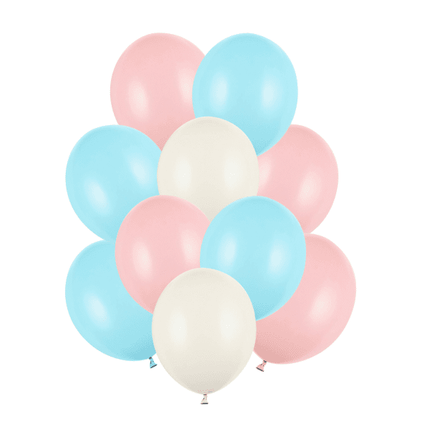 Balónky latexové pastelové (růžové, sv.modré, sv.šampaň) mix 30 cm, 10 ks