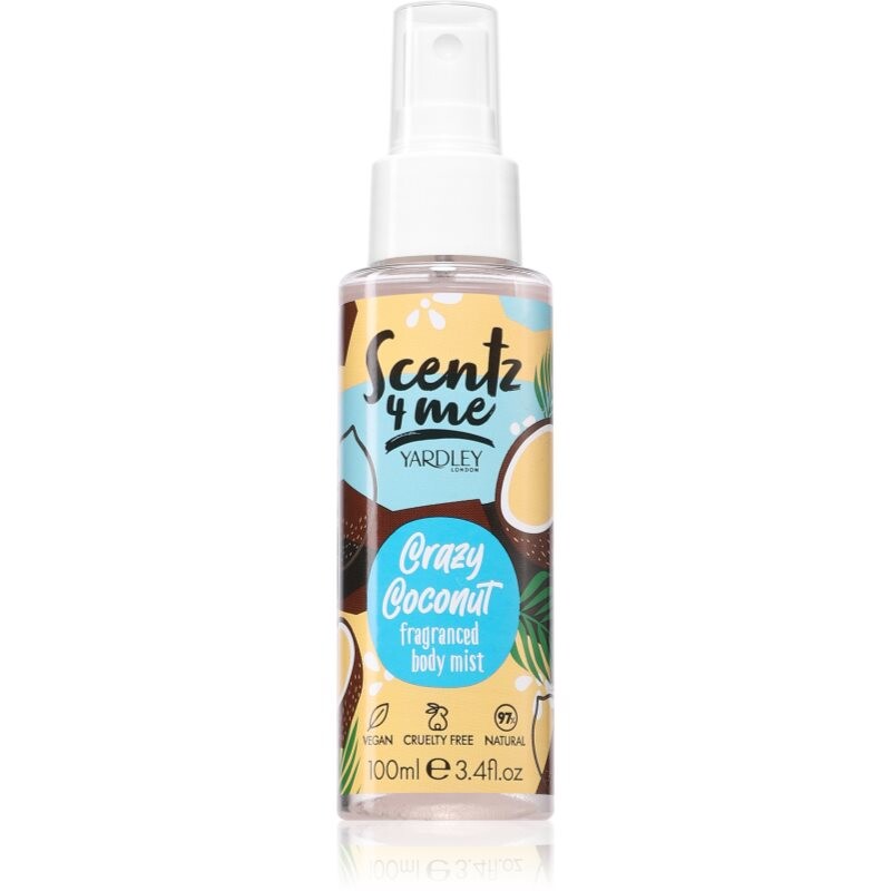 Yardley Scentz 4 Me Crazy Coconut tělová mlha pro ženy 100 ml