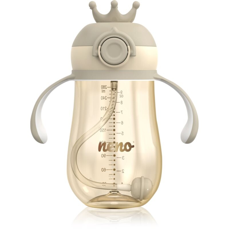 NENO Mio 2 12m+ tréninkový hrnek s brčkem Brown 280 ml