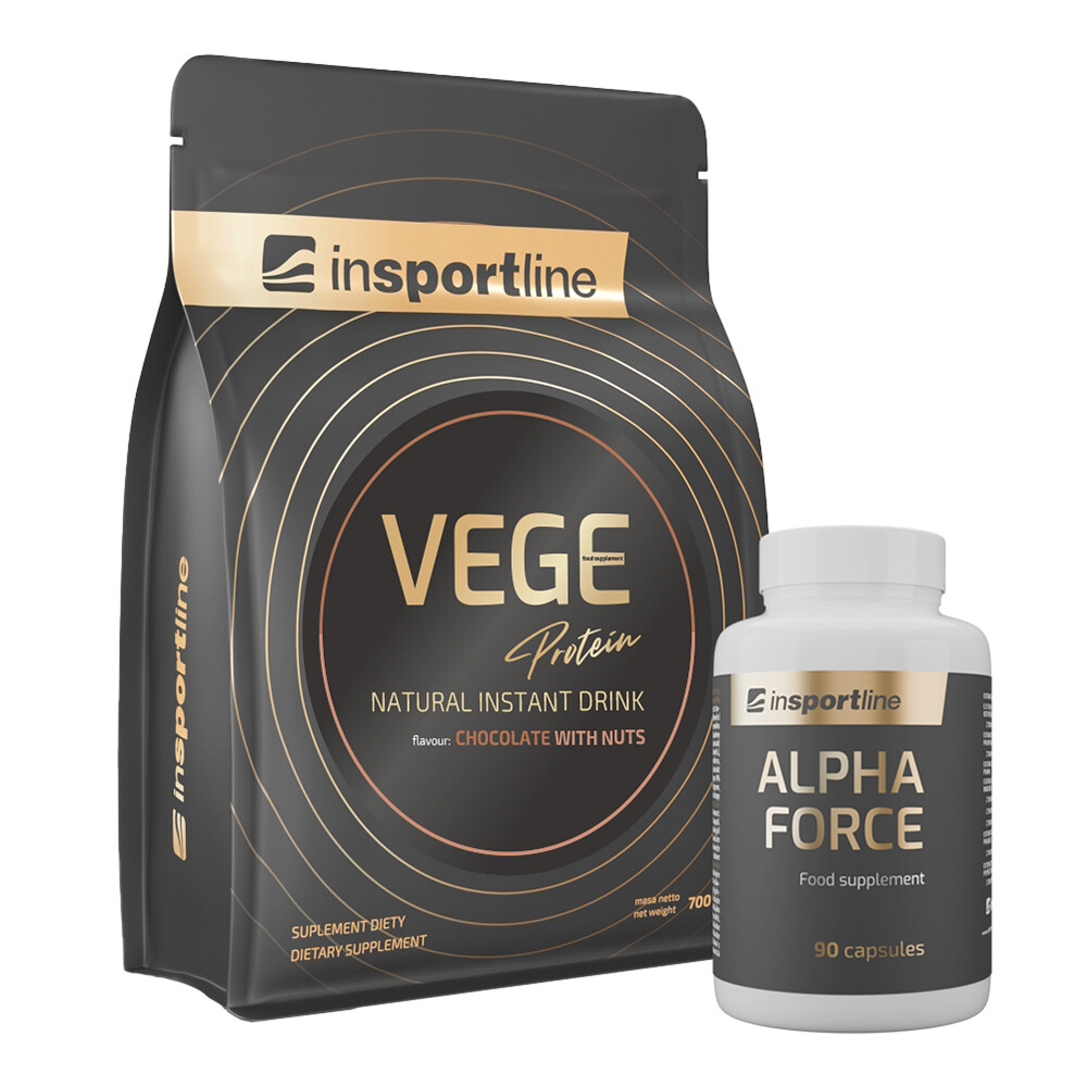 inSPORTline VEGE Protein 700g + AlphaForce, 90 kapslí čokoláda s ořechy
