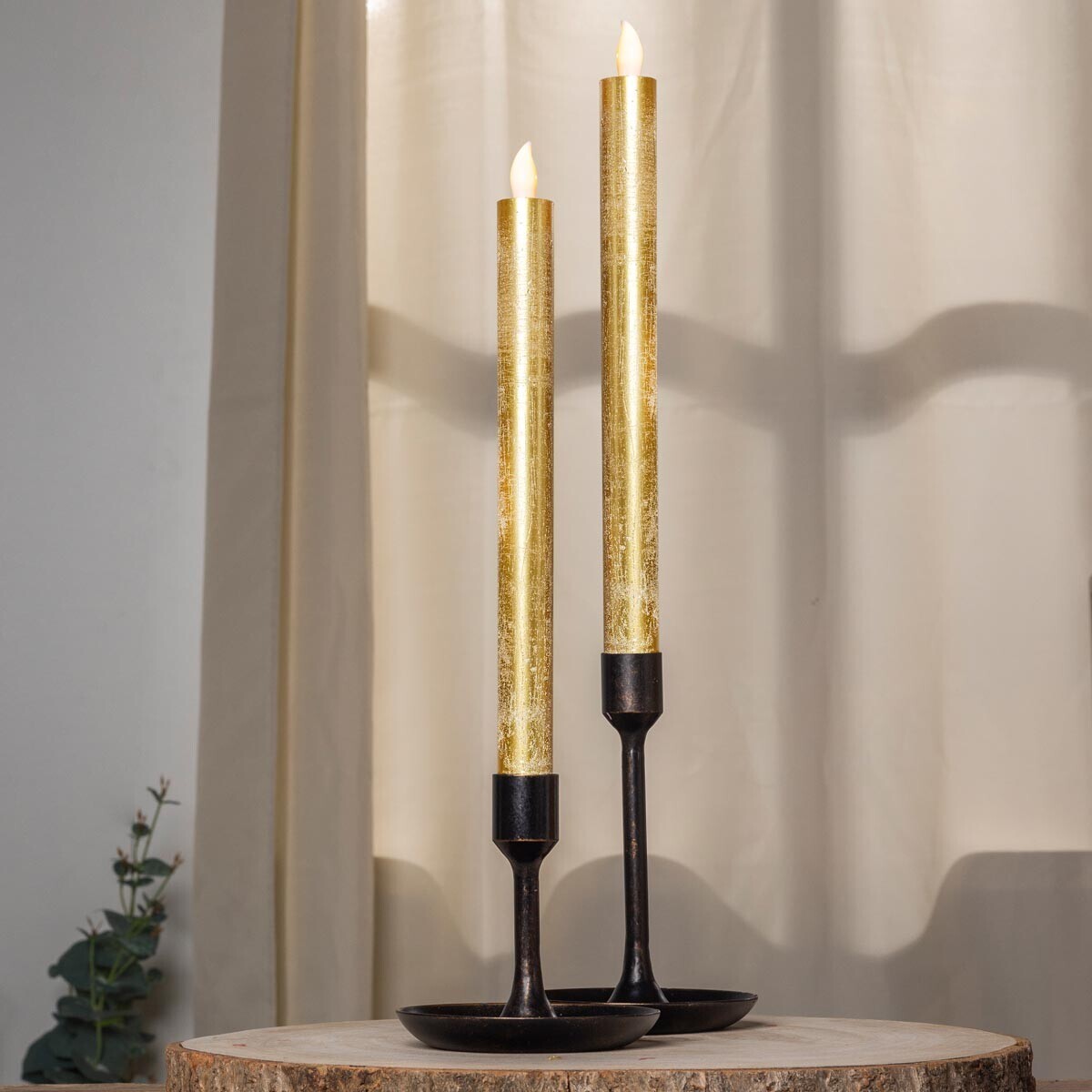 Haushalt international LED vysoké voskové svíčky, 2 ks, zlaté