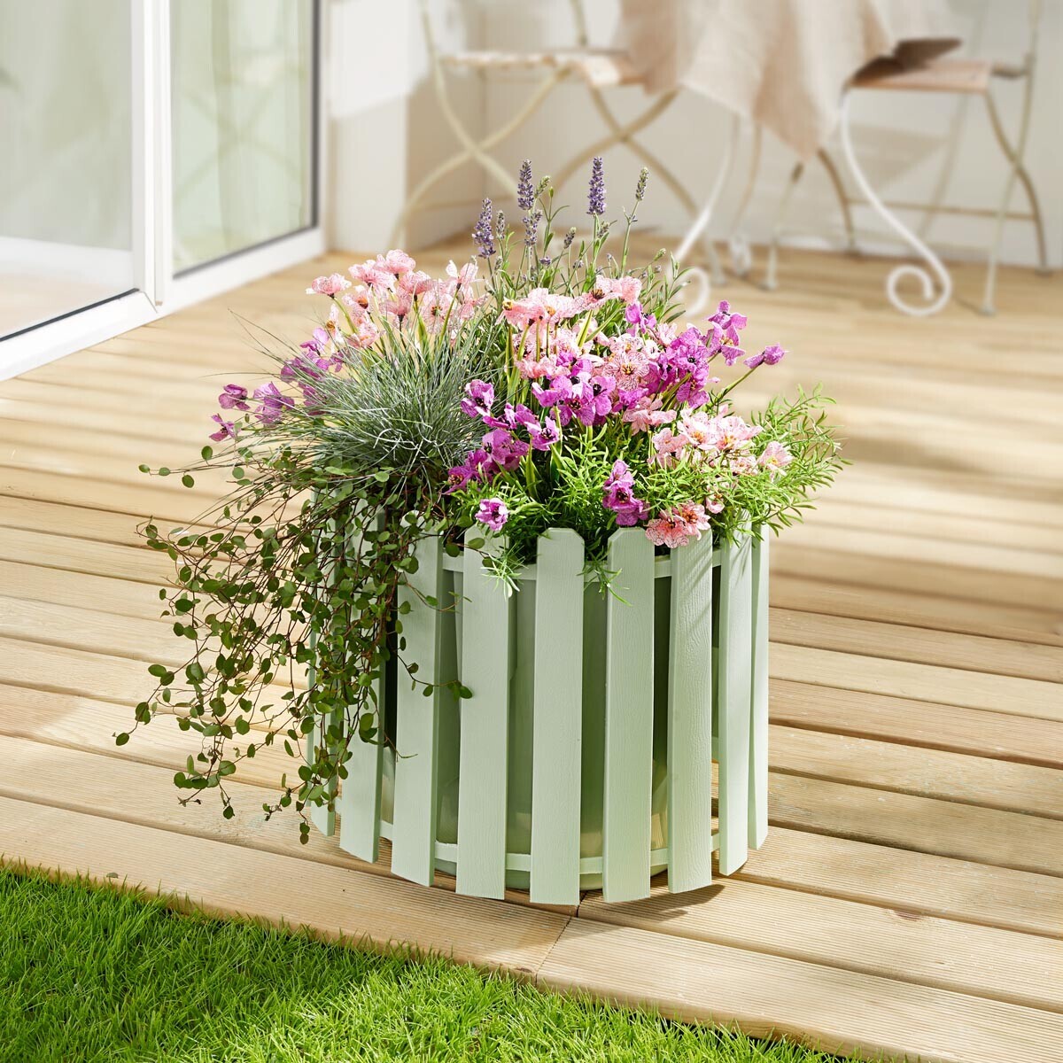 Die moderne Hausfrau Květináč Venkovský plůtek, zelený, kulatý