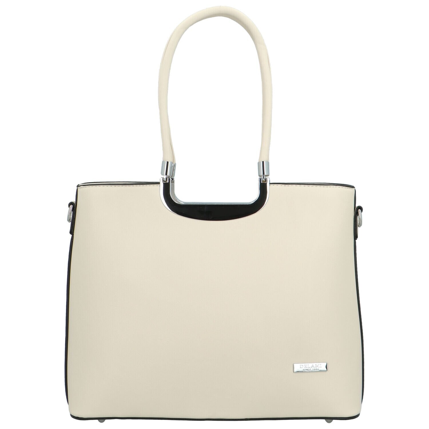 Luxusní dámská kabelka do ruky Delami Bella Rosa, světle krémová