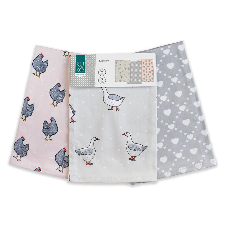 Bavlněné utěrky PTACTVO 40 x 60 cm 3 ks