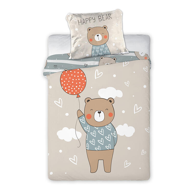 Dětské bavlněné povlečení do postýlky MEDVÍDEK S BALÓNKEM