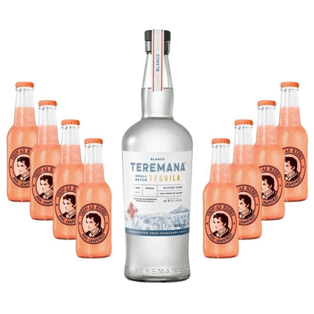 Párty set Teremana Blanco 0,7l 40% + Thomas Henry Pink Grapefruit 8×0,2l