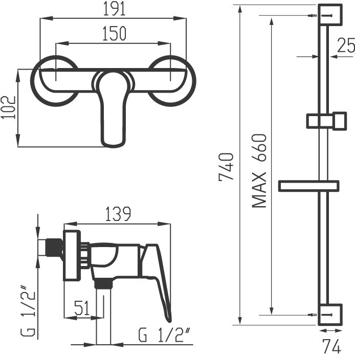 NOVASERVIS Koupelnová sada sprchová Metalia 54, chrom 54061KIT,0