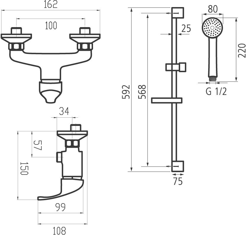 NOVASERVIS Koupelnová sada sprchová Titania Iris, chrom 92064KIT,0
