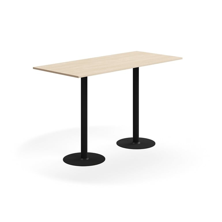 Barový stůl ALVA, 1800x800x1100 mm, upevnitelný, vysokotlaký laminát, černá/bříza