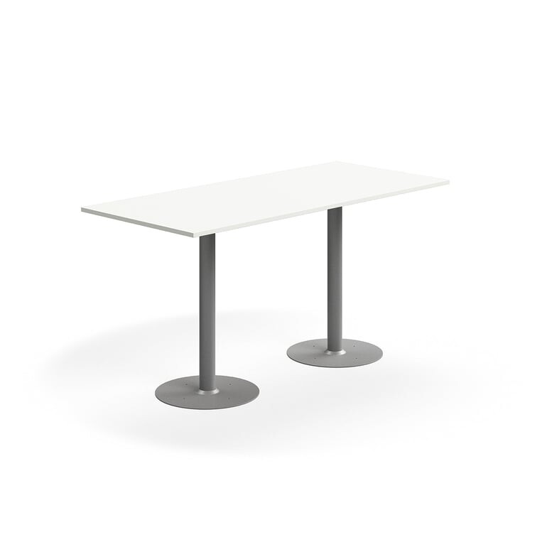 Barový stůl ALVA, 1800x800x900 mm, upevnitelný, vysokotlaký laminát, stříbrná/bílá