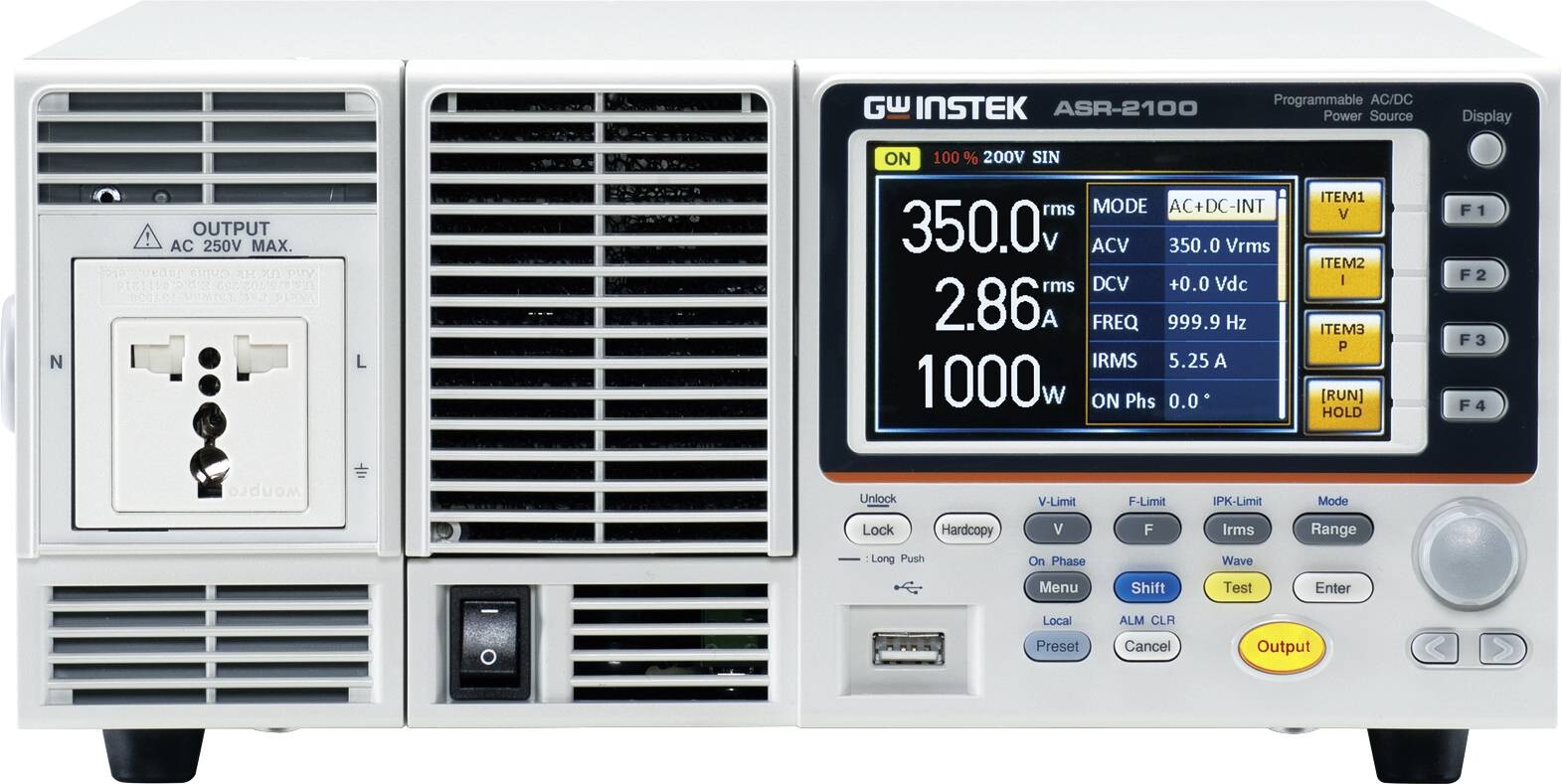 GW Instek ASR-2100 laboratorní zdroj s nastavitelným napětím, 0.1 - 500 V, 10 mA, 1000 W, výstup 1 x, 01SR210120GT