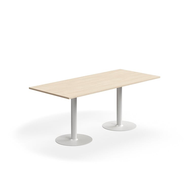 Stůl ALVA, 1800x800x720 mm, upevnitelný, vysokotlaký laminát, bílá/bříza