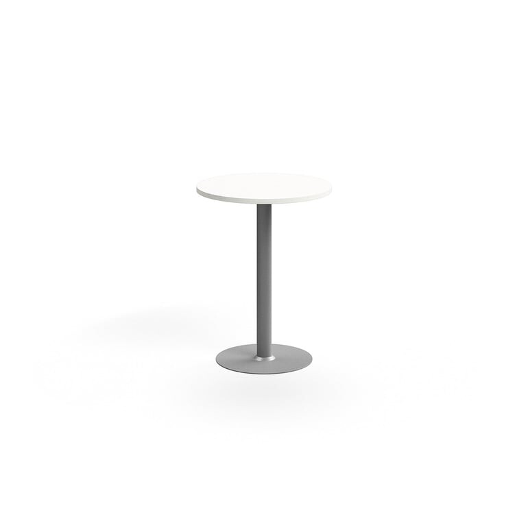 Barový stůl VERTICUS, Ø700x900 mm, bílá/stříbrná