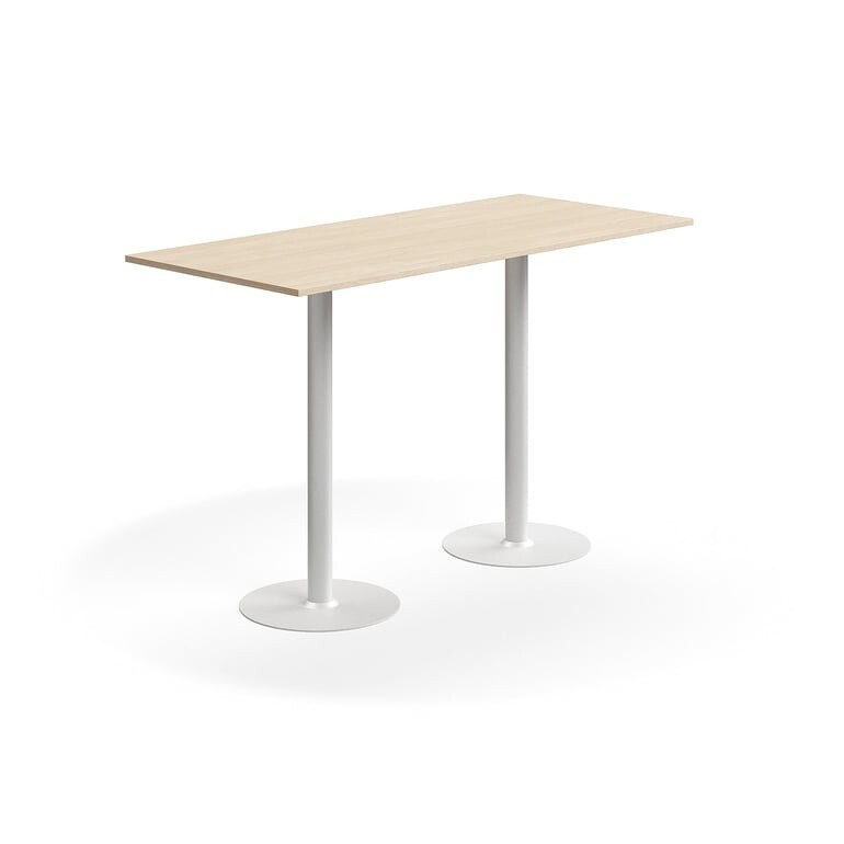 Barový stůl ALVA, 1800x800x1100 mm, vysokotlaký laminát, bílá/bříza