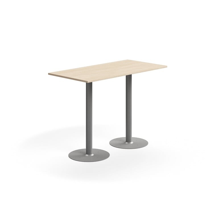 Barový stůl ALVA, 1400x700x1000 mm, upevnitelný, vysokotlaký laminát, stříbrná/bříza