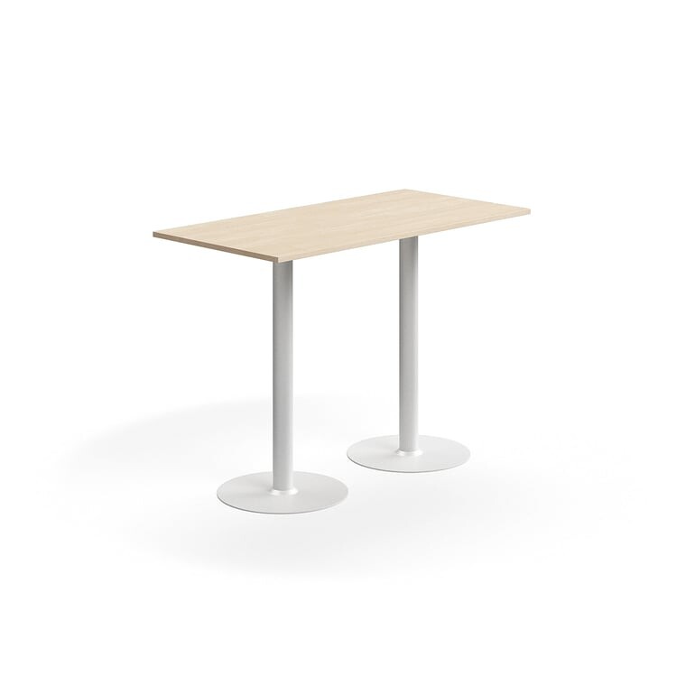 Barový stůl ALVA, 1400x700x1000 mm, vysokotlaký laminát, bílá/bříza