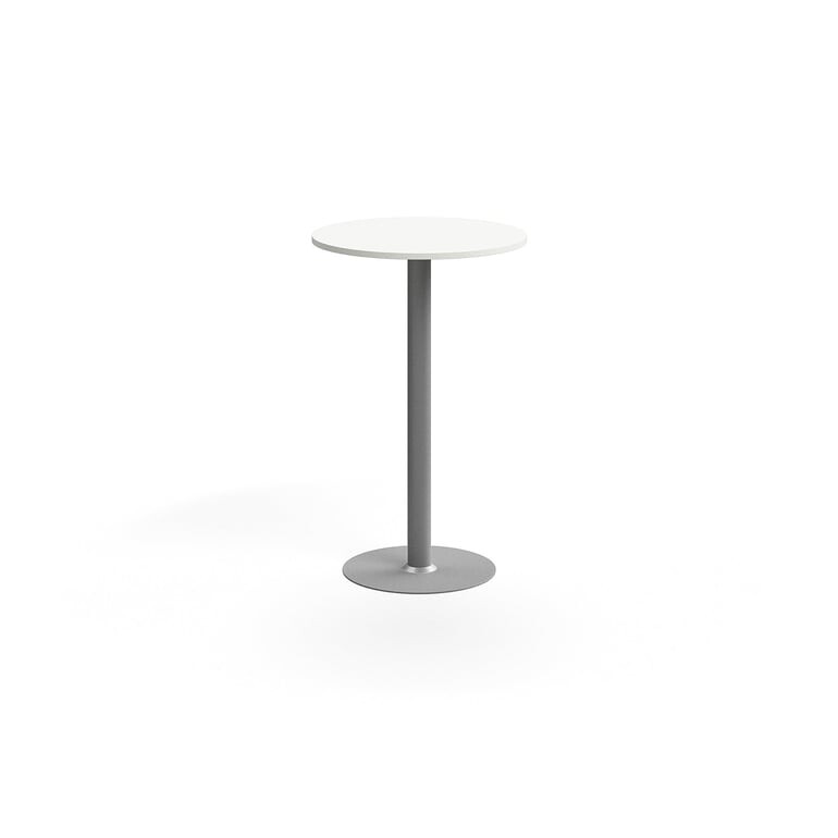 Barový stůl ALVA, Ø700x1100 mm, vysokotlaký laminát, stříbrná/bílá