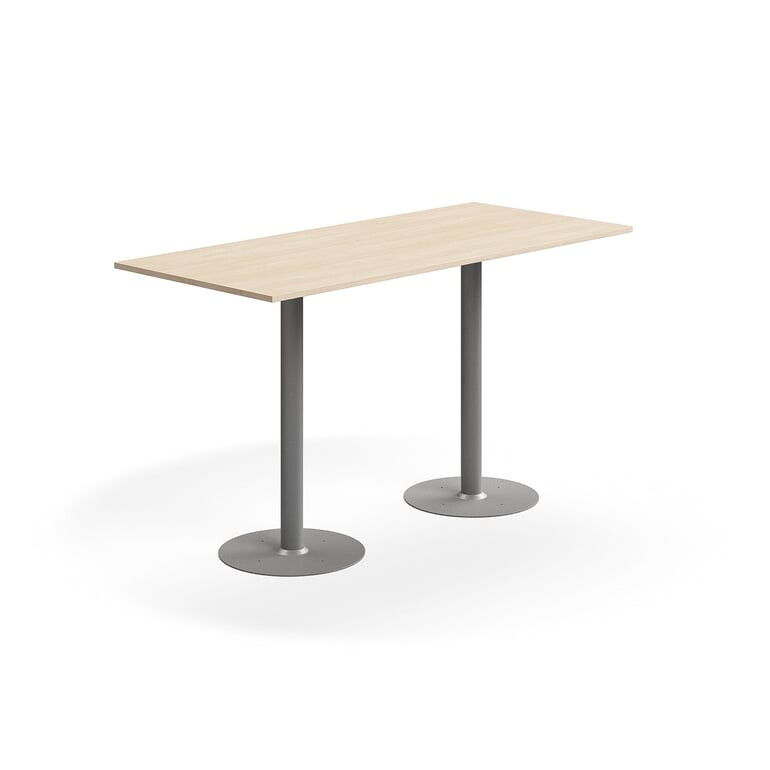Barový stůl ALVA, 1800x800x1000 mm, upevnitelný, vysokotlaký laminát, stříbrná/bříza