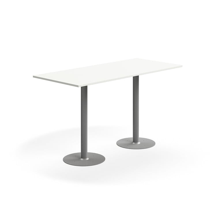 Barový stůl ALVA, 1800x800x1000 mm, upevnitelný, vysokotlaký laminát, stříbrná/bílá