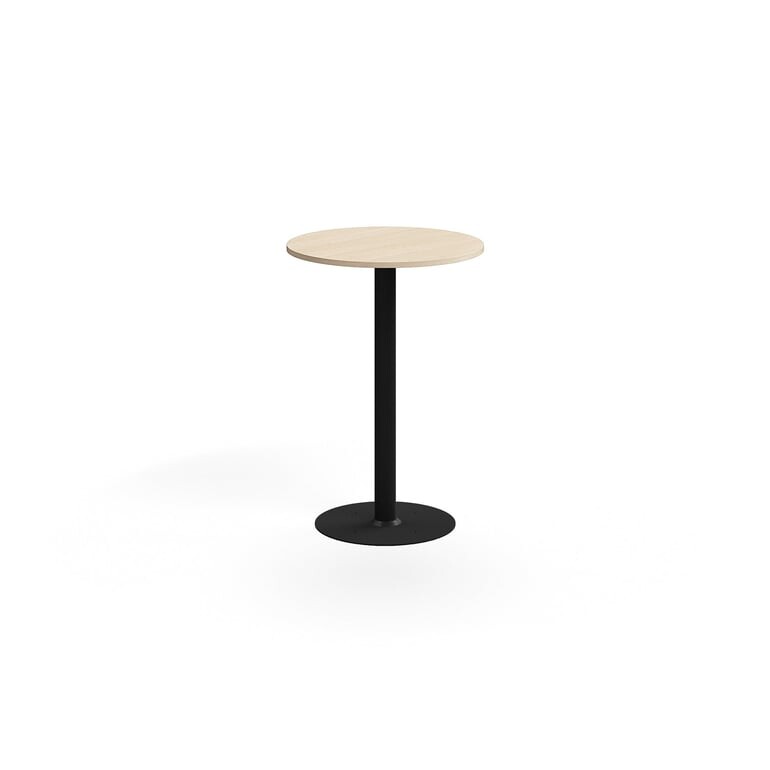 Barový stůl ALVA, Ø700x1000 mm, upevnitelný, vysokotlaký laminát, černá/bříza